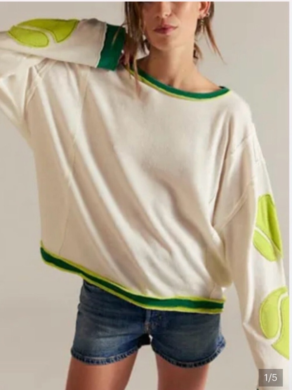 NWT Free People You're A Star Tee in Tennis Combo Size XL